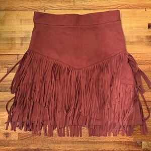 Red Ruffled Mini Skirt